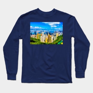 Victoria Peak, Hong Kong, Kowloon And Victoria Harbor Long Sleeve T-Shirt